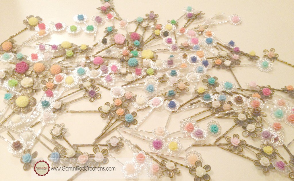 Cabochon Flower Bobby pins_102313
