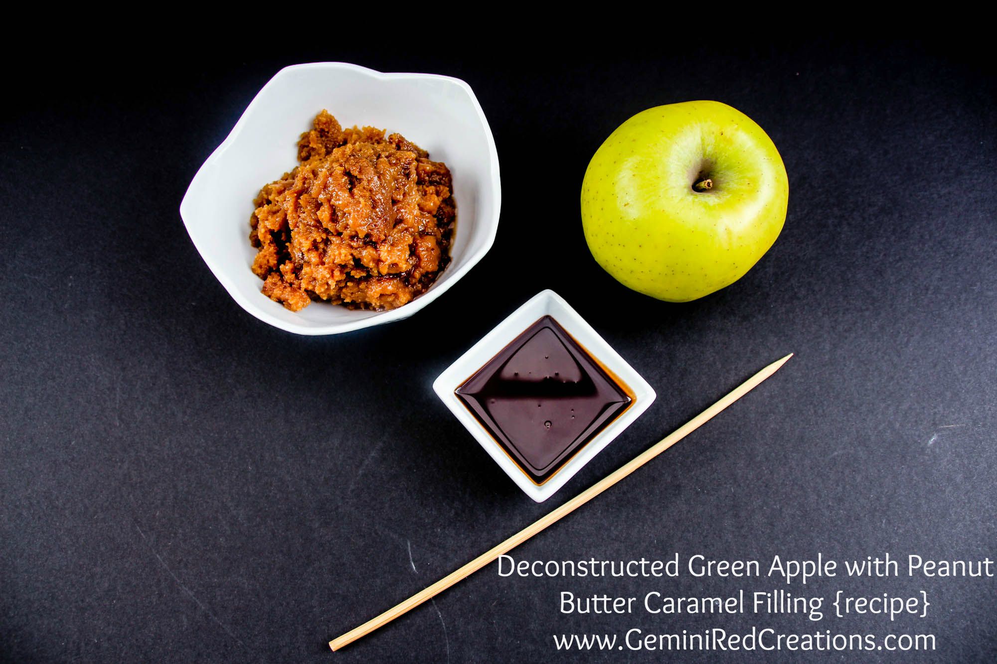 Deconstructed Green Apple with Peanut Butter Caramel Filling {recipe}