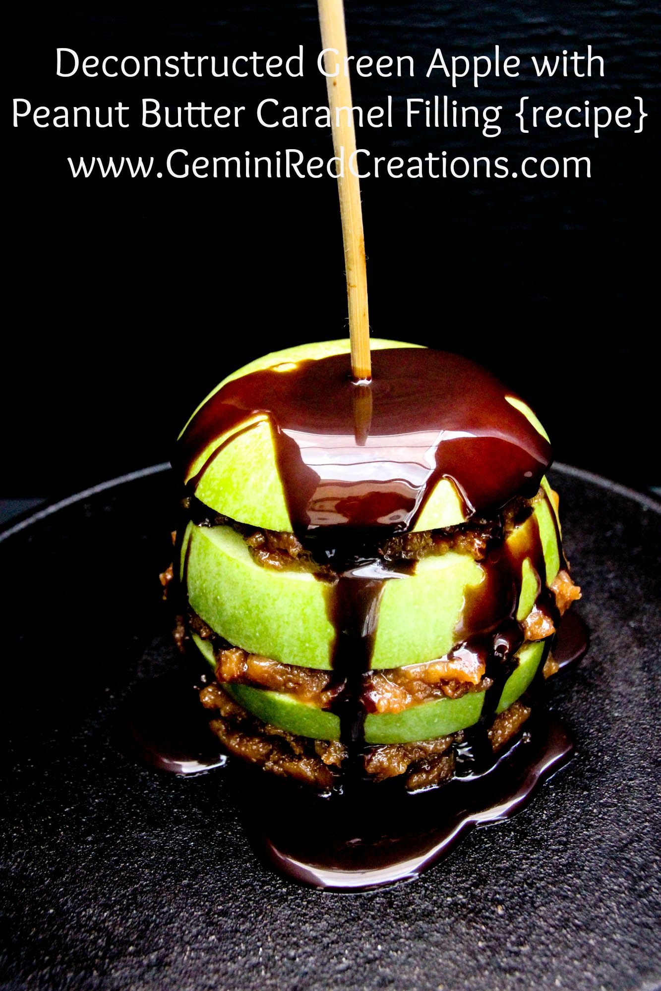 Deconstructed Green Apple with Peanut Butter Caramel Filling {recipe}