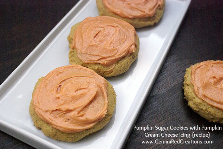 Pumpkin Sugar Cookies with Pumpkin Cream Cheese icing {recipe}