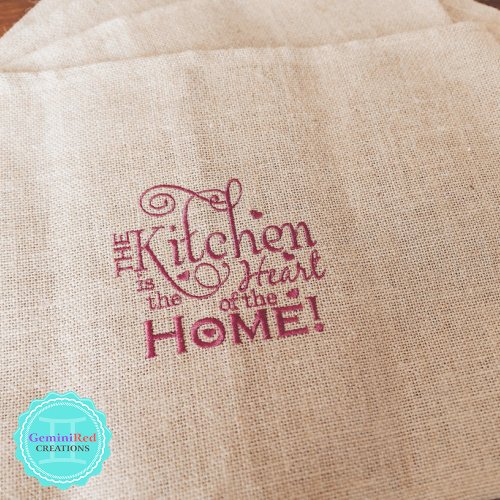 Burlap Embroidered Placemat Set
