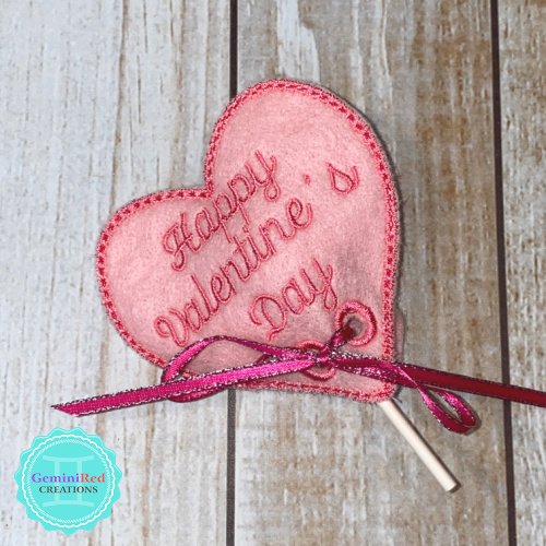 Valentine Hearts Embroidered Lollipop Covers