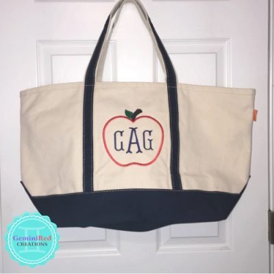 Canvas Boat Tote Top Zip Closure {Large}