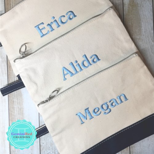 Canvas Color Block Personalized Cosmetic Bag