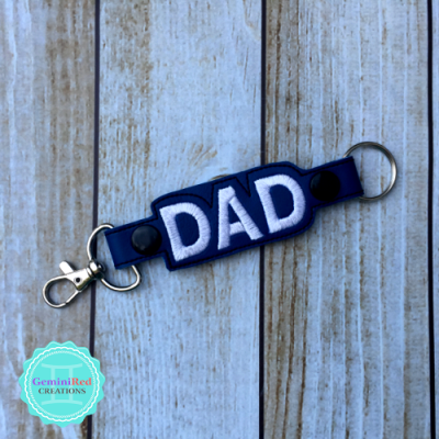 Dad Double-Ended Embroidered Vinyl Key Fob