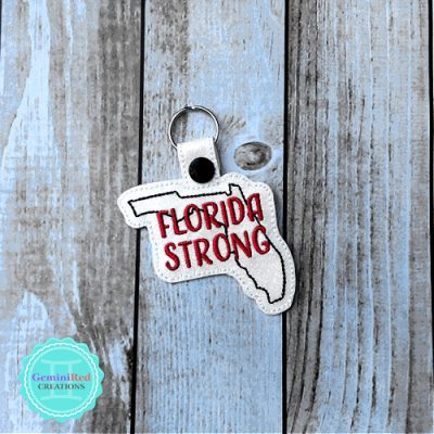 Florida Strong Embroidered Vinyl Key Fob