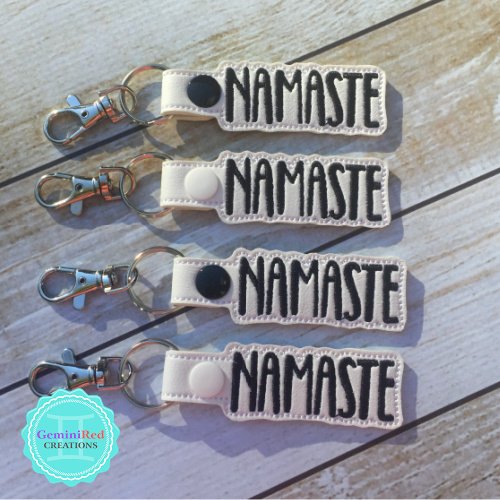 Namaste Embroidered Vinyl Key Fob