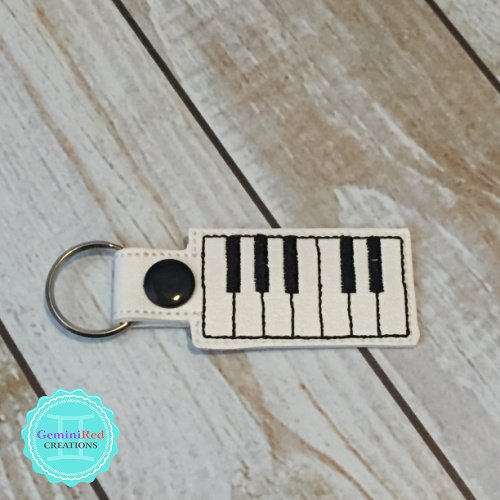 Piano Keys Embroidered Vinyl Key Fob