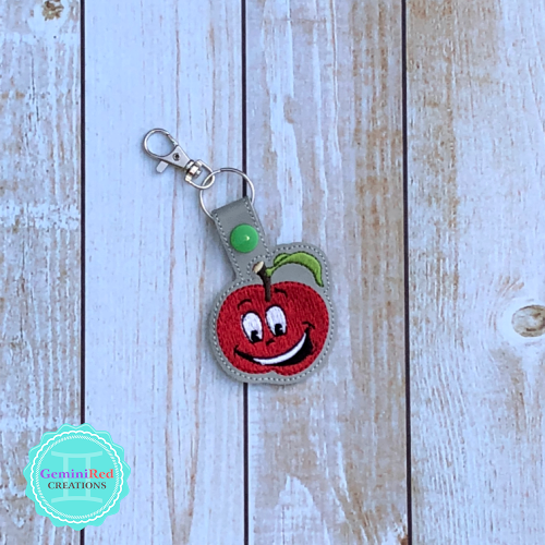 Silly Apple Vinyl Embroidered Key Fob