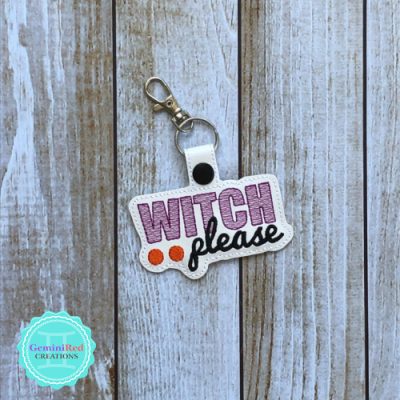 Witch Please Embroidered Key Fob