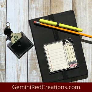 Notebook Paper Pocket Embroidered Key Fob