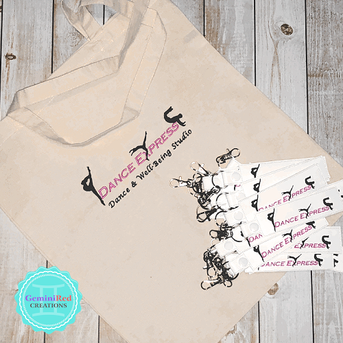 Custom Order Tote Bag and Key Fobs Dance Express LLC