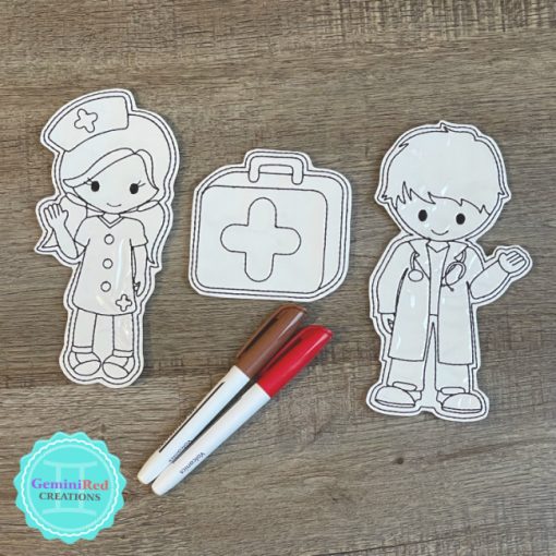 Coloring Flat Doodle Set - Doctor & Nurse
