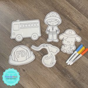 Coloring Flat Doodle Set - Fireman