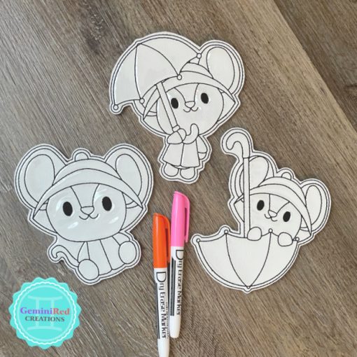 Coloring Flat Doodle Set - Rainy Day Mouse