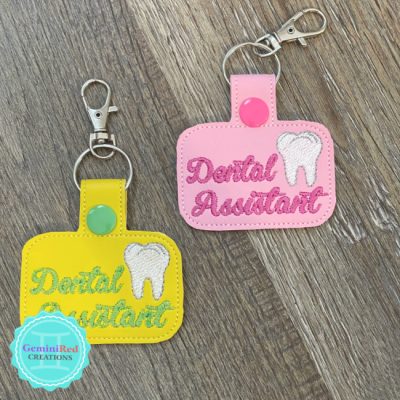 Dental Assistant Embroidered Key Fob