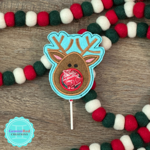 Reindeer Embroidered Lollipop Cover